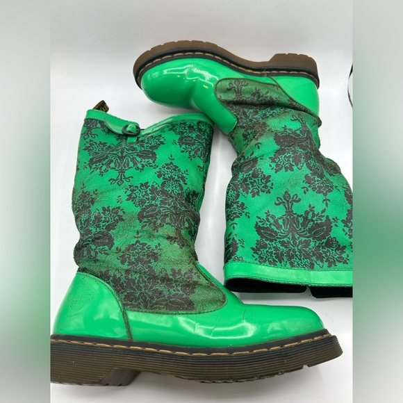 RARE Dr Martens green floral Rain Nellie  Wellies Welly Wellington boot vintage - Picture 15 of 16